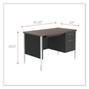 Alera Single Pedestal Steel Desk, 45.25" x 24" x 29.5", Mocha/Black