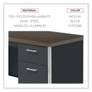 Alera Single Pedestal Steel Desk, 45.25" x 24" x 29.5", Mocha/Black