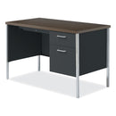 Alera Single Pedestal Steel Desk, 45.25" x 24" x 29.5", Mocha/Black