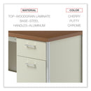 Alera Single Pedestal Steel Desk, 45.25" x 24" x 29.5", Cherry/Putty