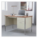 Alera Single Pedestal Steel Desk, 45.25" x 24" x 29.5", Cherry/Putty