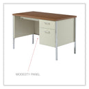 Alera Single Pedestal Steel Desk, 45.25" x 24" x 29.5", Cherry/Putty