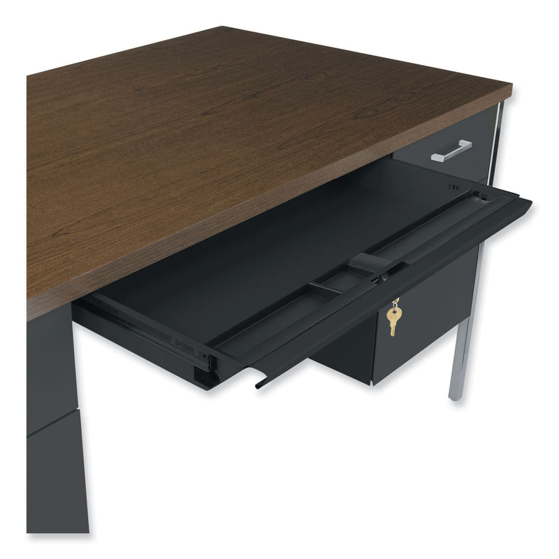 Alera Double Pedestal Steel Desk, 60" x 30" x 29.5", Mocha/Black