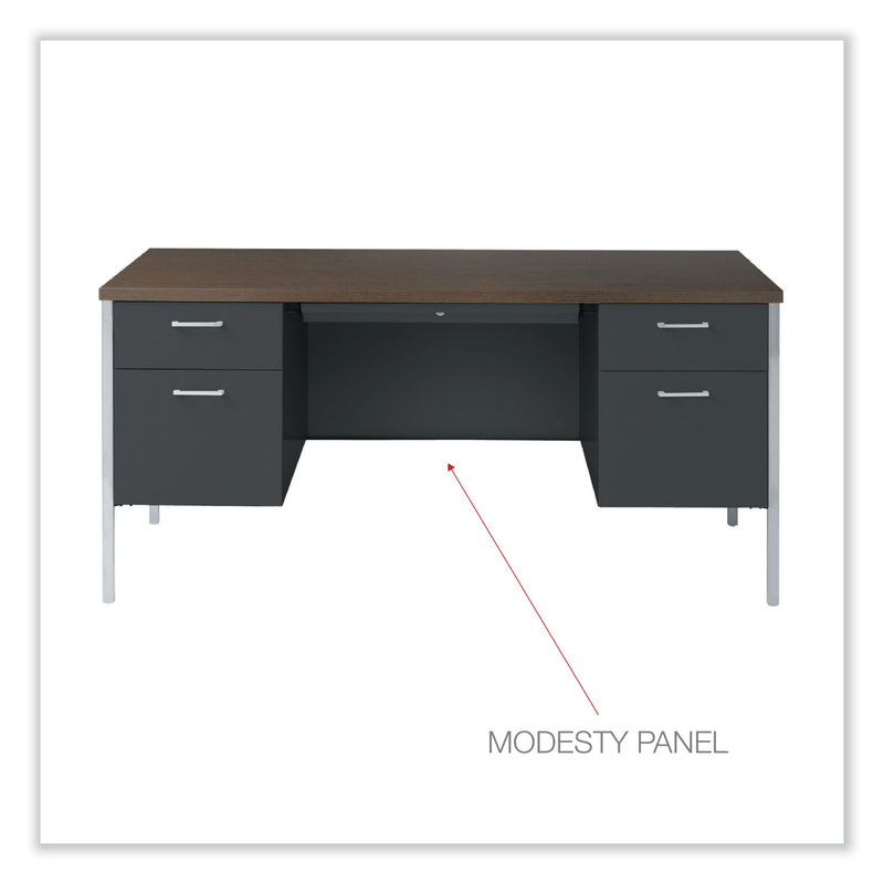Alera Double Pedestal Steel Desk, 60" x 30" x 29.5", Mocha/Black