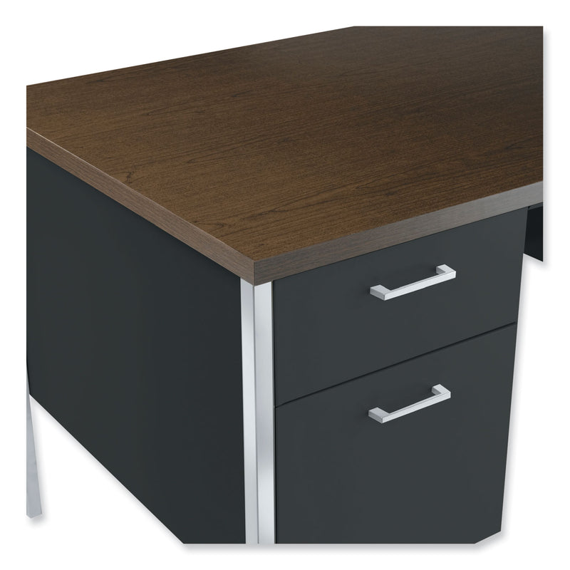 Alera Double Pedestal Steel Desk, 60" x 30" x 29.5", Mocha/Black