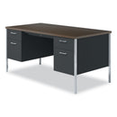 Alera Double Pedestal Steel Desk, 60" x 30" x 29.5", Mocha/Black