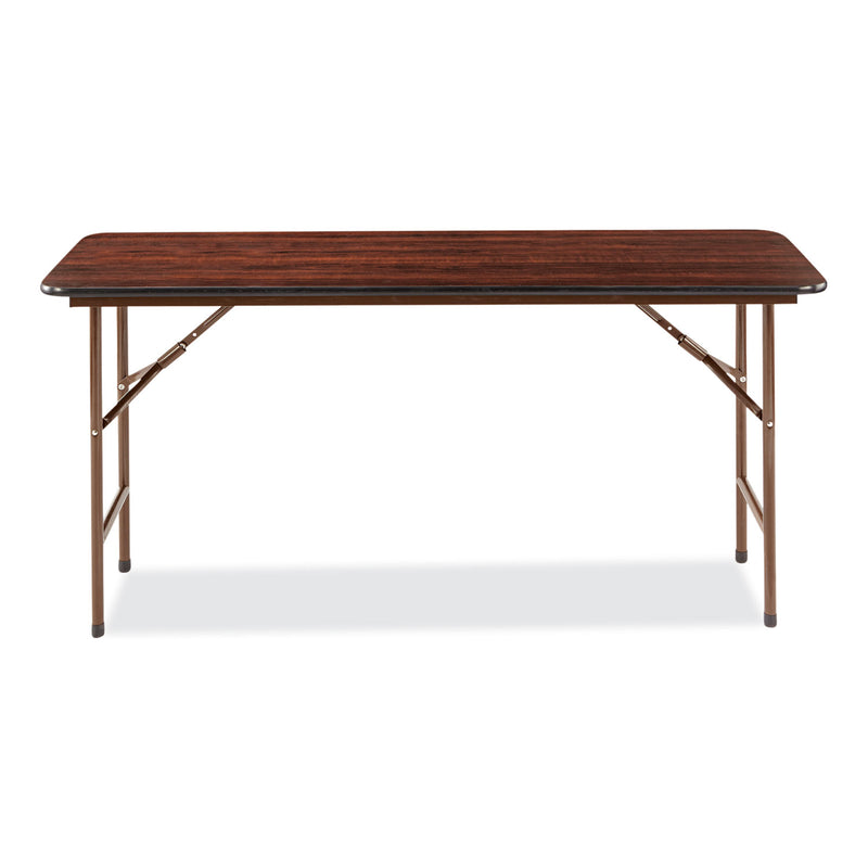 Alera Wood Folding Table, Rectangular, 59.88w x 17.75d x 29.13h, Mahogany