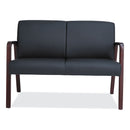 Alera Reception Lounge Series Wood Loveseat, 44.88w x 26.13d x 33h, Black/Mahogany