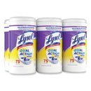 LYSOL Dual Action Disinfecting Wipes, 7 x 7.5, Citrus, White/Purple, 75/Canister, 6/Carton