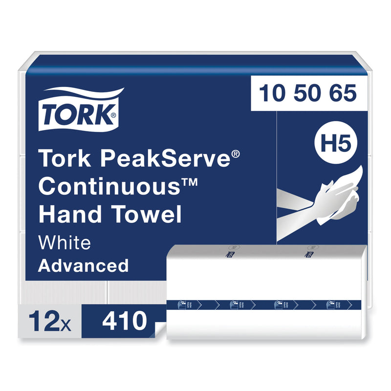 Tork PeakServe Continuous Hand Towel, 7.91 x 8.85, White, 410 Wipes/Pack, 12 Packs/Carton
