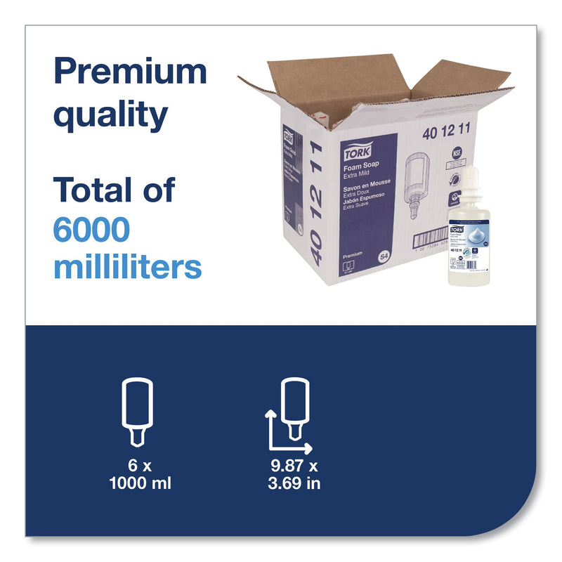 Tork Premium Extra Mild Foam Soap, Unscented, 1 L, 6/Carton