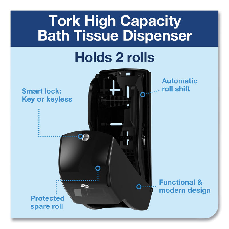 Tork Elevation High Capacity Bath Tissue Dispenser, 6.3 x 6.46 x 14.2, Black