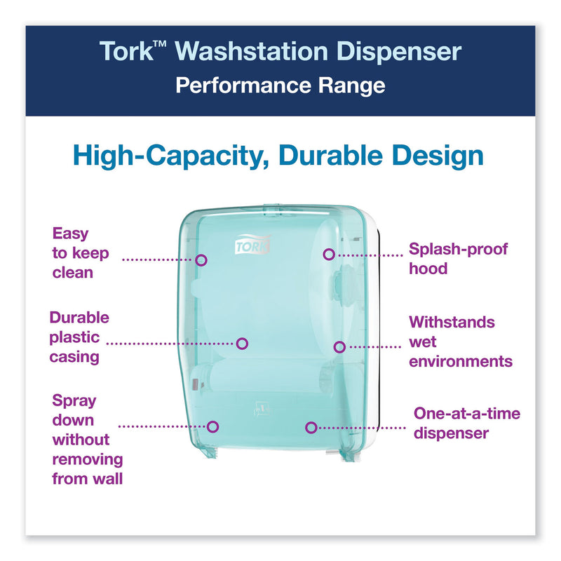 Tork Washstation Dispenser, 12.56 x 10.57 x 18.09, Aqua/White