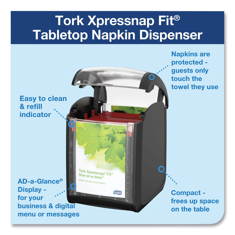 Tork Xpressnap Fit Napkin Dispenser, Tabletop, 4.4 x 5.6 x 6.7, Black