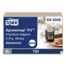 Tork Xpressnap Fit Interfold Dispenser Napkins, 2-Ply, 6.5 x 8.39, Natural, 120/Pack, 36 Packs/Carton