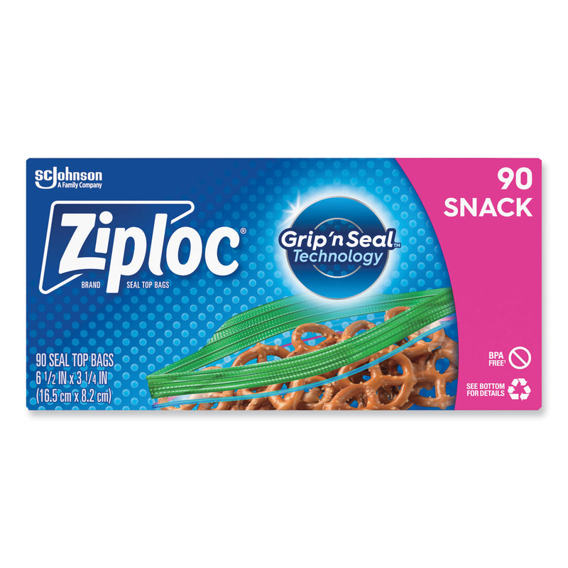 Ziploc Seal Top Snack Bags, 10 oz, 6.5" x 3.25", Clear, 90/Box, 12 Boxes/Carton