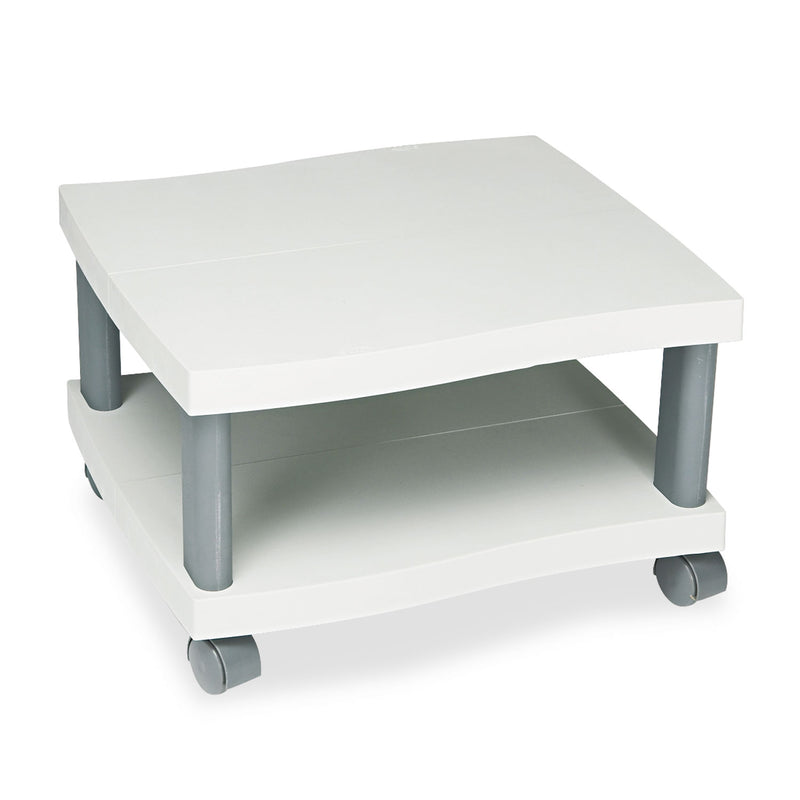 Safco Wave Design Under-Desk Printer Stand, Plastic, 2 Shelves, 20" x 17.5" x 11.5", White/Charcoal Gray