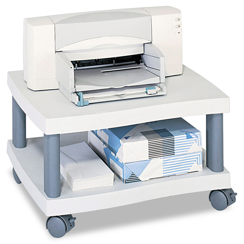 Safco Wave Design Under-Desk Printer Stand, Plastic, 2 Shelves, 20" x 17.5" x 11.5", White/Charcoal Gray