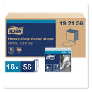 Tork Heavy-Duty Paper Wiper 1/4 Fold, 12.5 x 13, White, 56/Pack, 16 Packs/Carton