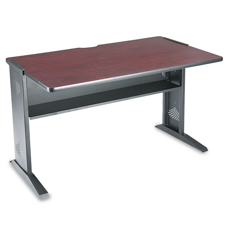 Safco Computer Desk with Reversible Top, 47.5" x 28" x 30", Mahogany/Medium Oak/Black