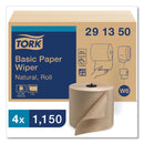 Tork Basic Paper Wiper Roll Towel, 7.68" x 1,150 ft, Natural, 4 Rolls/Carton