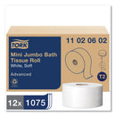 Tork Advanced Jumbo Bath Tissue, Septic Safe, 2-Ply, White, 3.48" x 751 ft, 12 Rolls/Carton