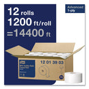 Tork Advanced Jumbo Bath Tissue, Septic Safe, 1-Ply, White, 3.48" x 1,200 ft, 12 Rolls/Carton