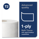 Tork Advanced Jumbo Bath Tissue, Septic Safe, 1-Ply, White, 3.48" x 1,200 ft, 12 Rolls/Carton