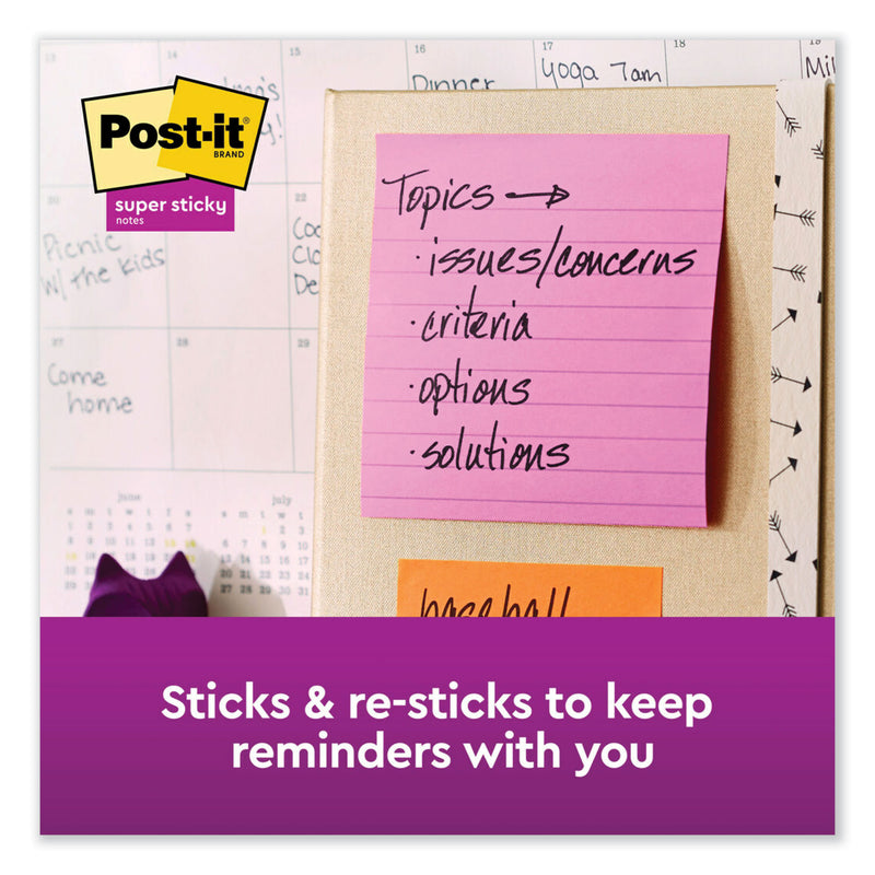 Post-it Pop-up Notes Refill, Note Ruled, 4" x 4", Neon Pink, 90 Sheets/Pad, 5 Pads/Pack