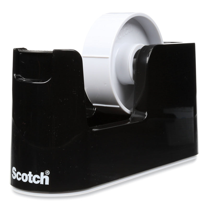 Scotch Heavy Duty Weighted Desktop Tape Dispenser with One Roll of Tape, 3" Core, ABS, Black
