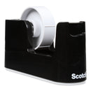 Scotch Heavy Duty Weighted Desktop Tape Dispenser with One Roll of Tape, 3" Core, ABS, Black