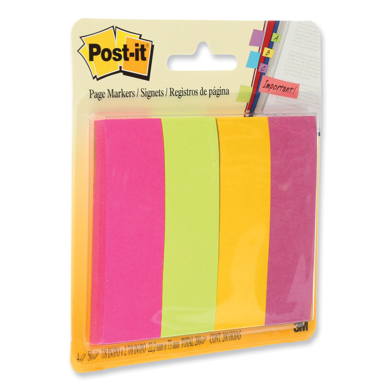 Post-it Page Flag Markers, Assorted Brights, 50 Flags/Pad, 4 Pads/Pack
