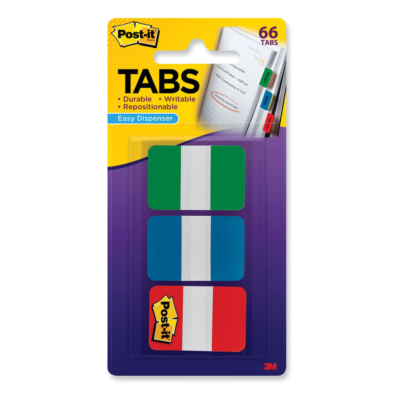 Post-it 1" Plain Solid Color Tabs, 1/5-Cut, Assorted Colors, 1" Wide, 66/Pack