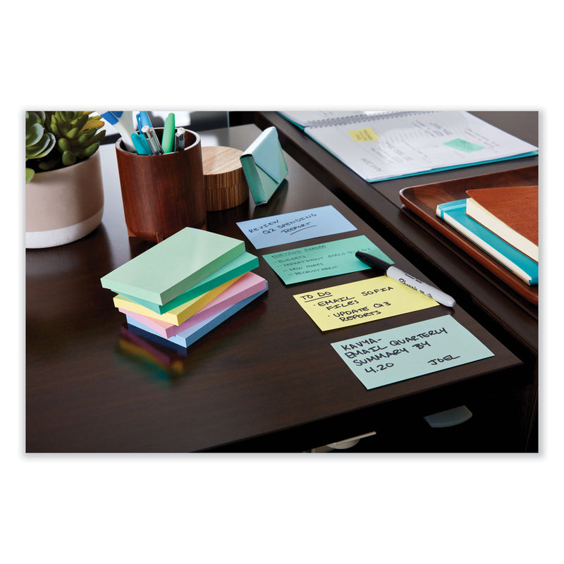 Post-it Original Pads in Beachside Cafe Collection Colors, 3" x 5", 100 Sheets/Pad, 5 Pads/Pack