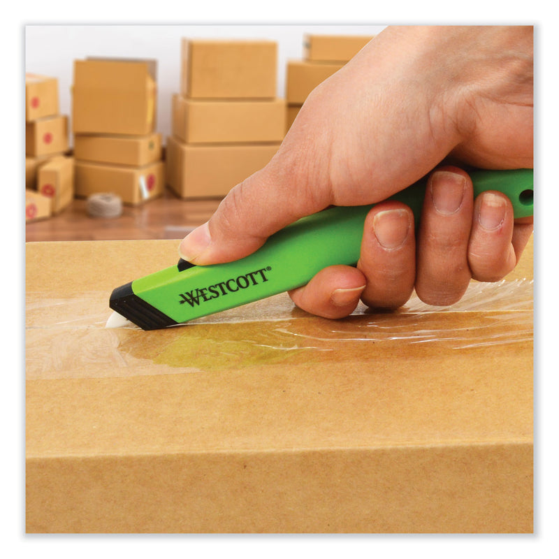 Westcott Safety Ceramic Blade Box Cutter, 0.5" Blade, 5.5" Plastic Handle, Green