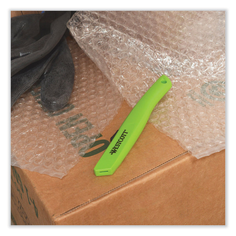Westcott Safety Ceramic Blade Box Cutter, 0.5" Blade, 6.15" Plastic Handle, Green