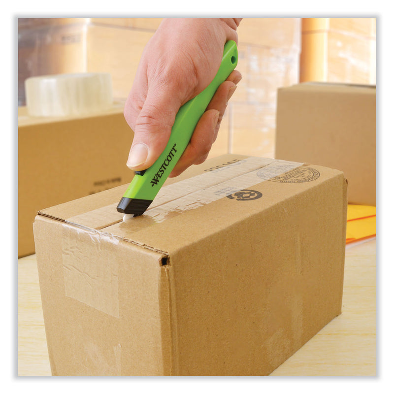 Westcott Safety Ceramic Blade Box Cutter, 0.5" Blade, 5.5" Plastic Handle, Green