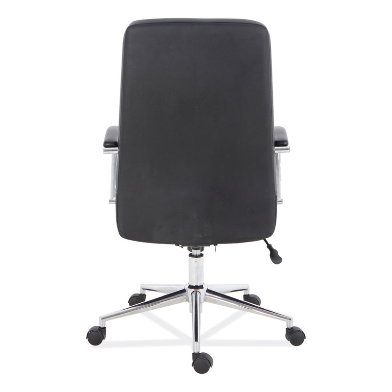 Workspace by Alera Leather Task Chair, Supports Up to 275 lb, 18.19" to 21.93" Seat Height, Black Seat, Black Back