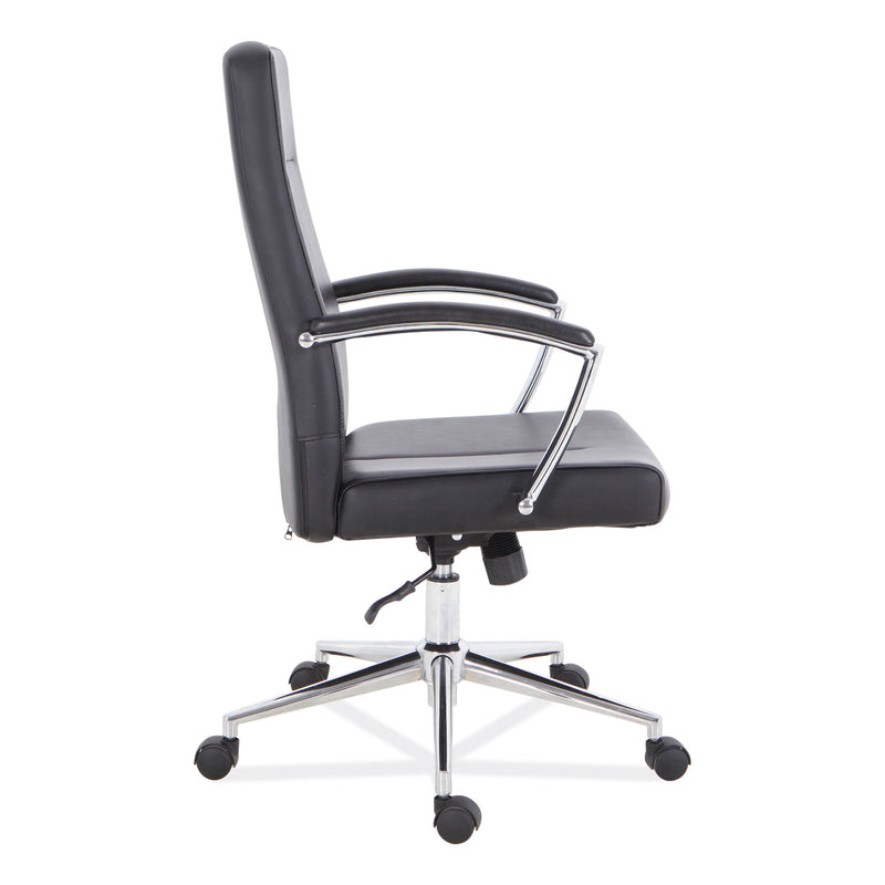 Workspace by Alera Leather Task Chair, Supports Up to 275 lb, 18.19" to 21.93" Seat Height, Black Seat, Black Back
