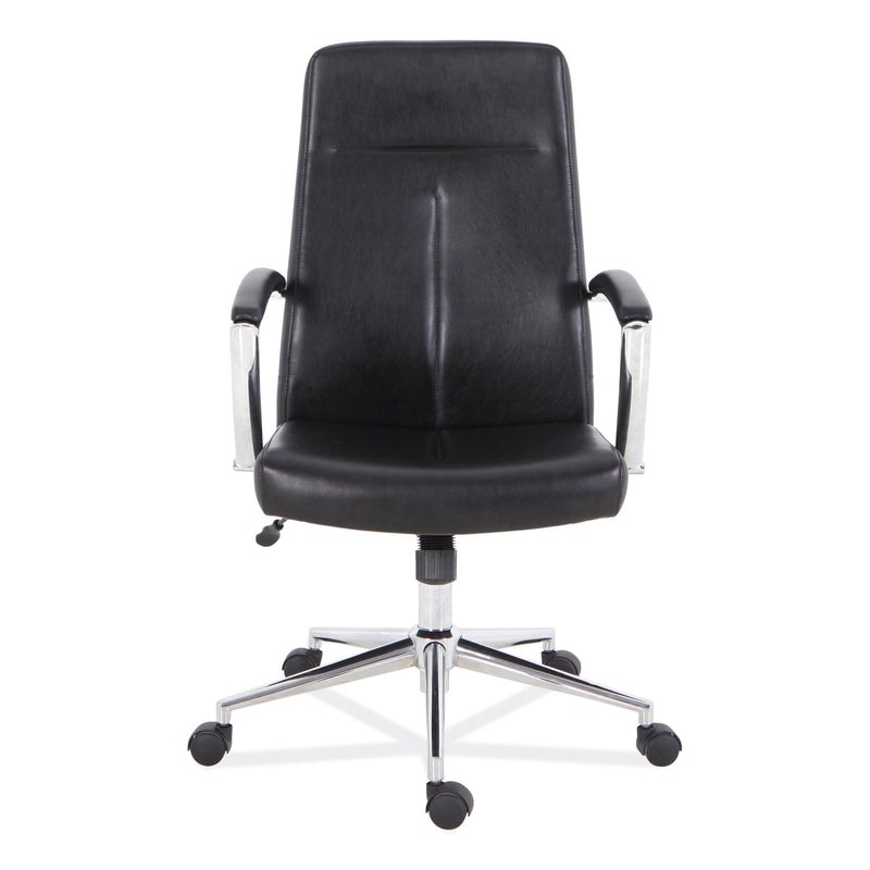 Workspace by Alera Leather Task Chair, Supports Up to 275 lb, 18.19" to 21.93" Seat Height, Black Seat, Black Back