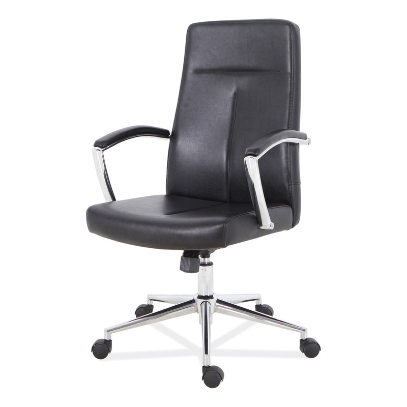 Workspace by Alera Leather Task Chair, Supports Up to 275 lb, 18.19" to 21.93" Seat Height, Black Seat, Black Back