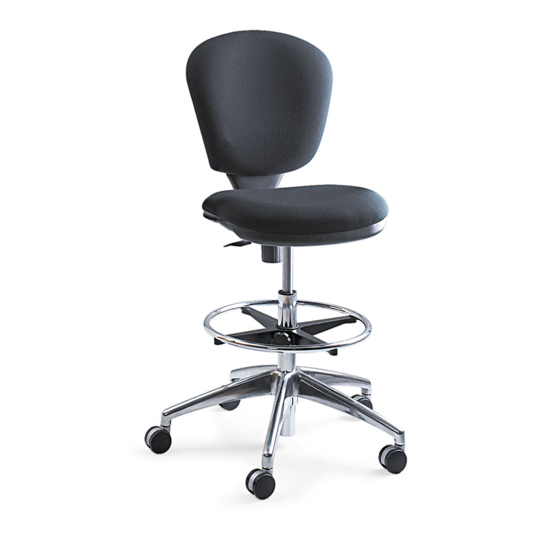 Safco Metro Collection Extended-Height Chair, Supports Up to 250 lb, 23" to 33" Seat Height, Black Seat/Back, Chrome Base