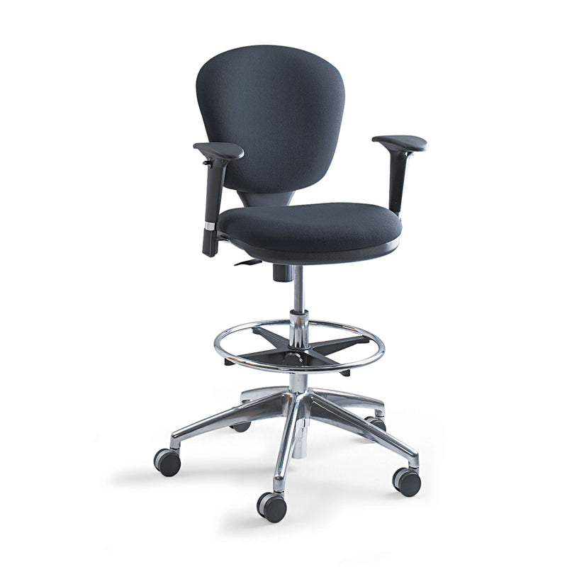 Safco Metro Collection Extended-Height Chair, Supports Up to 250 lb, 23" to 33" Seat Height, Black Seat/Back, Chrome Base