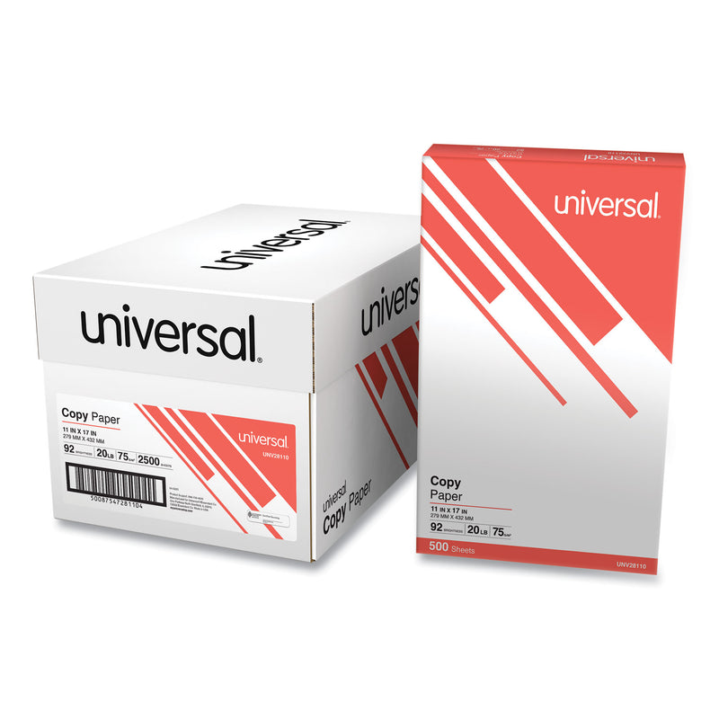 Universal Copy Paper, 92 Bright, 20 lb Bond Weight, 11 x 17, White, 500 Sheets/Ream, 5 Reams/Carton