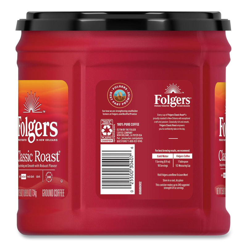 Folgers Coffee, Classic Roast, Ground, 25.9 oz Canister