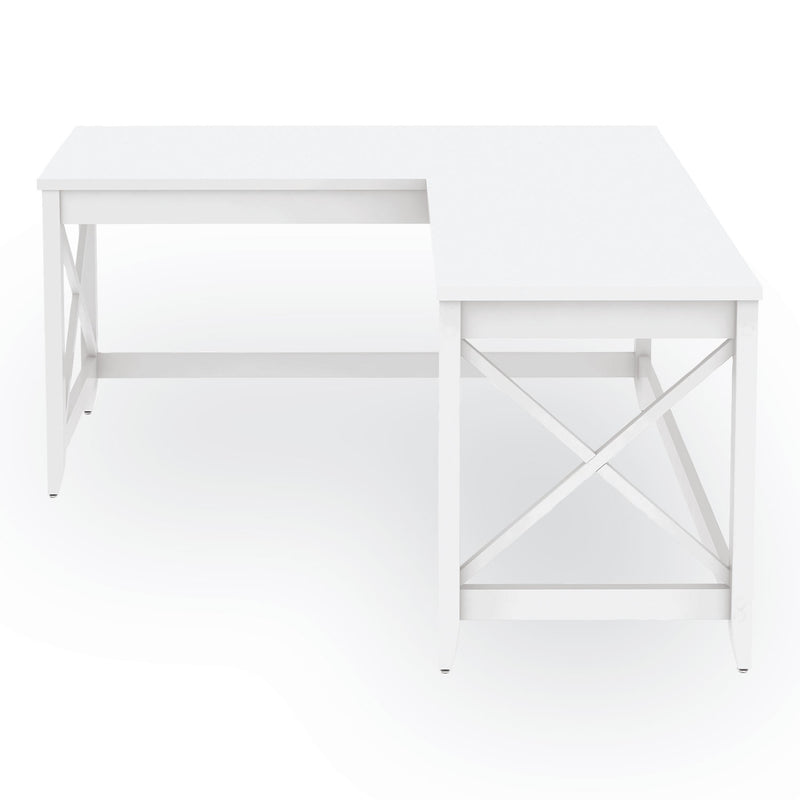 Workspace by Alera L-Shaped Farmhouse Desk, 58.27" x 58.27" x 29.53", White