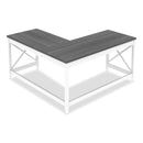 Workspace by Alera L-Shaped Farmhouse Desk, 58.27" x 58.27" x 29.53", Gray/White