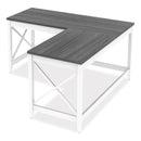 Workspace by Alera L-Shaped Farmhouse Desk, 58.27" x 58.27" x 29.53", Gray/White