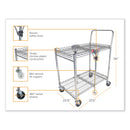 Bostitch Stowaway Folding Carts, Metal, 2 Shelves, 250 lb Capacity, 35" x 37.25" x 22", Chrome