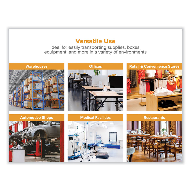 Bostitch Stowaway Folding Carts, Metal, 2 Shelves, 250 lb Capacity, 35" x 37.25" x 22", Black